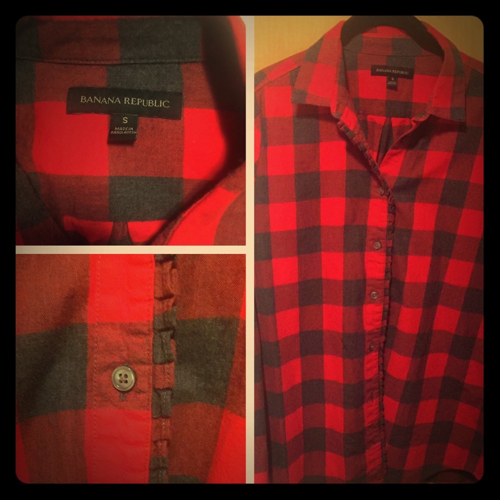Banana Republic Black and Red Plaid Flannel